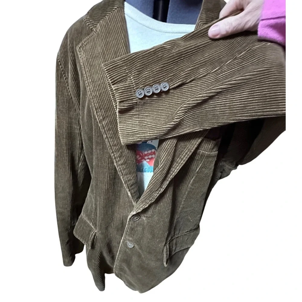 Machine Clothing Company Corduroy Blazer Jacket Brown Men's  Large Button‎ Front